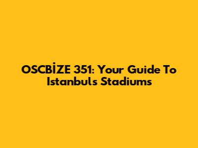 OSCBİZE 351: Your Guide To Istanbul's Stadiums