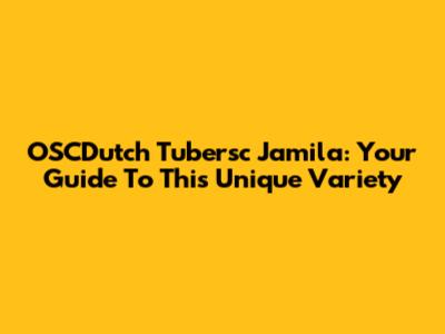 OSCDutch Tubersc Jamila: Your Guide To This Unique Variety