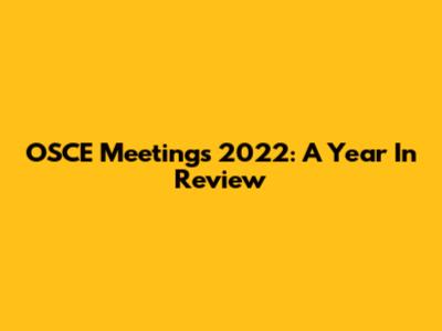 OSCE Meetings 2022: A Year In Review