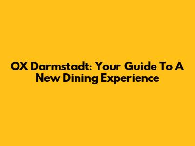 OX Darmstadt: Your Guide To A New Dining Experience