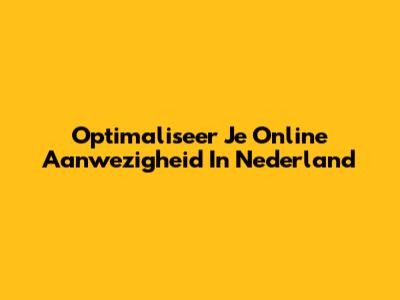 Optimaliseer Je Online Aanwezigheid In Nederland