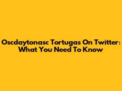 Oscdaytonasc Tortugas On Twitter: What You Need To Know