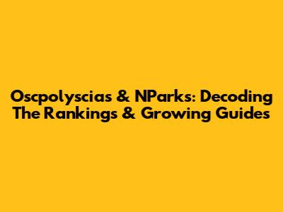 Oscpolyscias & NParks: Decoding The Rankings & Growing Guides