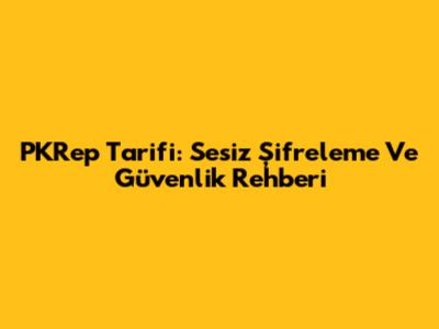 PKRep Tarifi: Sesiz Şifreleme Ve Güvenlik Rehberi