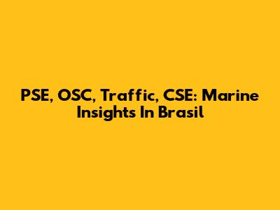 PSE, OSC, Traffic, CSE: Marine Insights In Brasil
