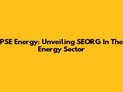 PSE Energy: Unveiling SEORG In The Energy Sector