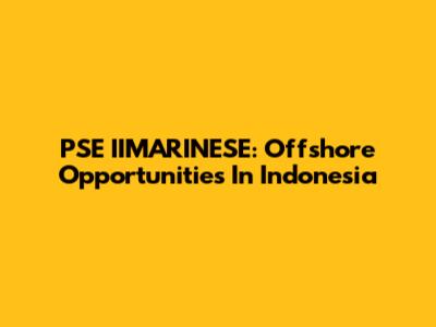 PSE IIMARINESE: Offshore Opportunities In Indonesia