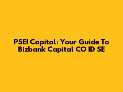 PSEI Capital: Your Guide To Bizbank Capital CO ID SE