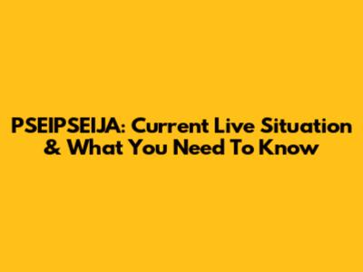 PSEIPSEIJA: Current Live Situation & What You Need To Know
