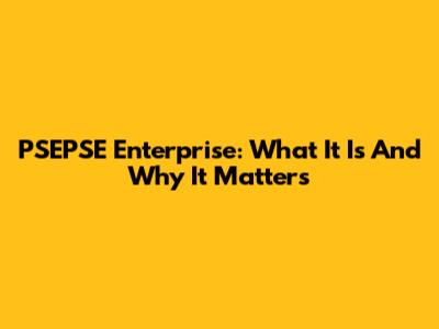 PSEPSE Enterprise: What It Is And Why It Matters