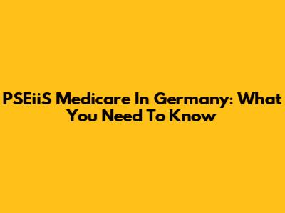 PSEiiS Medicare In Germany: What You Need To Know
