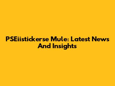 PSEiistickerse Mule: Latest News And Insights