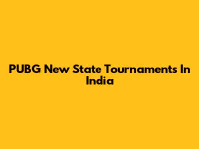PUBG New State Tournaments In India