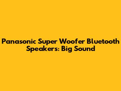 Panasonic Super Woofer Bluetooth Speakers: Big Sound