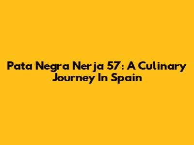 Pata Negra Nerja 57: A Culinary Journey In Spain