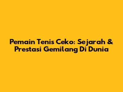 Pemain Tenis Ceko: Sejarah & Prestasi Gemilang Di Dunia