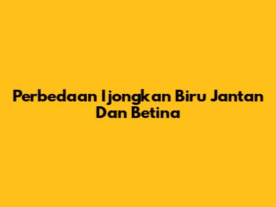 Perbedaan Ijongkan Biru Jantan Dan Betina