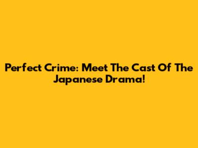 Perfect Crime: Meet The Cast Of The Japanese Drama!