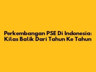 Perkembangan PSE Di Indonesia: Kilas Balik Dari Tahun Ke Tahun
