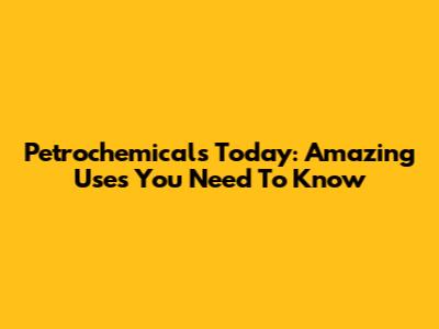 Petrochemicals Today: Amazing Uses You Need To Know