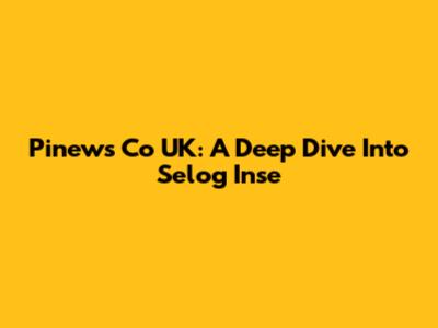 Pinews Co UK: A Deep Dive Into Selog Inse