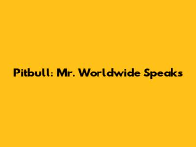 Pitbull: Mr. Worldwide Speaks