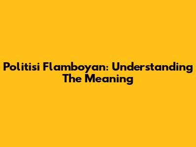 Politisi Flamboyan: Understanding The Meaning