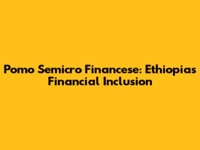 Pomo Semicro Financese: Ethiopia's Financial Inclusion