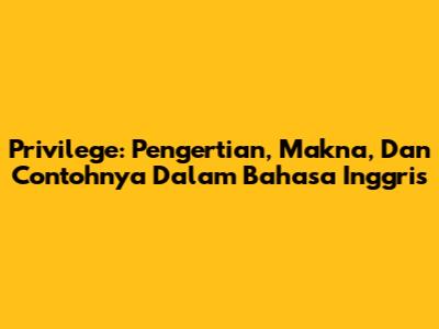Privilege: Pengertian, Makna, Dan Contohnya Dalam Bahasa Inggris