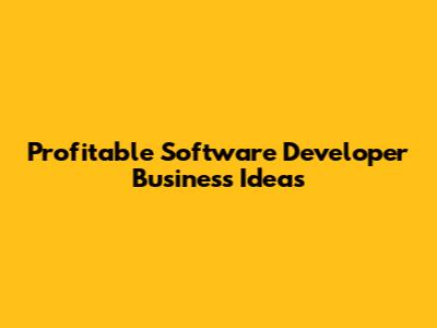 Profitable Software Developer Business Ideas
