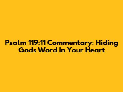 Psalm 119:11 Commentary: Hiding God's Word In Your Heart