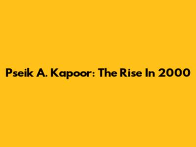 Pseik A. Kapoor: The Rise In 2000