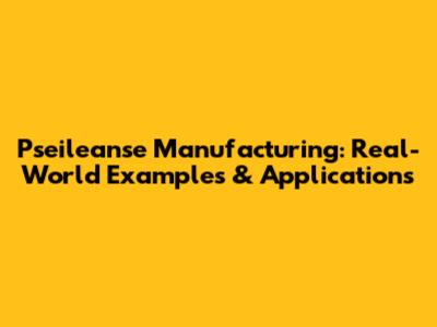 Pseileanse Manufacturing: Real-World Examples & Applications