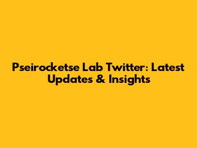 Pseirocketse Lab Twitter: Latest Updates & Insights
