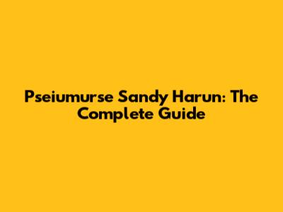 Pseiumurse Sandy Harun: The Complete Guide