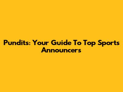 Pundits: Your Guide To Top Sports Announcers