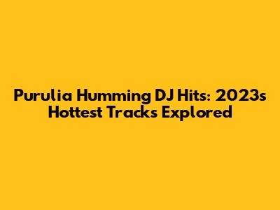 Purulia Humming DJ Hits: 2023's Hottest Tracks Explored