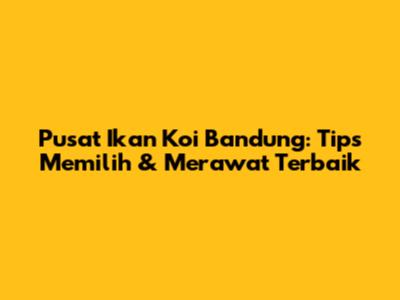 Pusat Ikan Koi Bandung: Tips Memilih & Merawat Terbaik