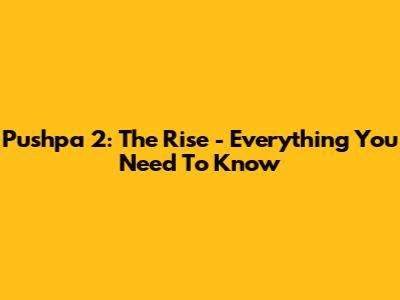 Pushpa 2: The Rise - Everything You Need To Know