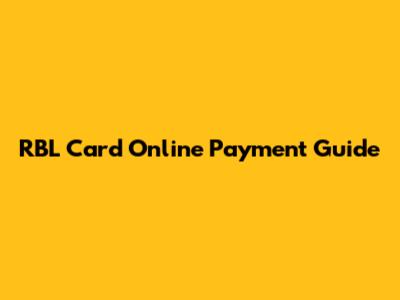 RBL Card Online Payment Guide
