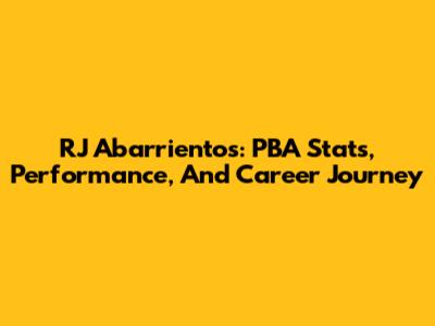 RJ Abarrientos: PBA Stats, Performance, And Career Journey