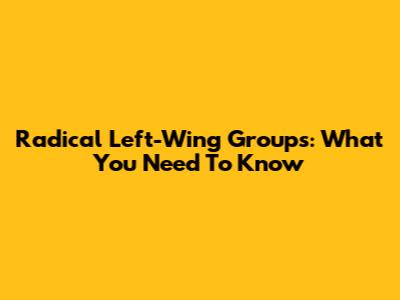 Radical Left-Wing Groups: What You Need To Know