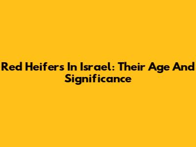 Red Heifers In Israel: Their Age And Significance