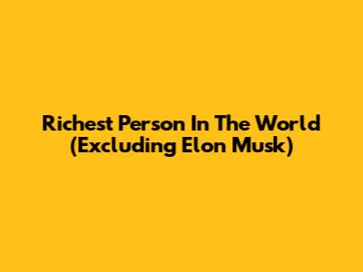 Richest Person In The World (Excluding Elon Musk)