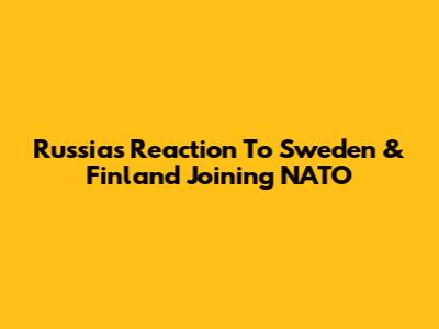 Russia's Reaction To Sweden & Finland Joining NATO