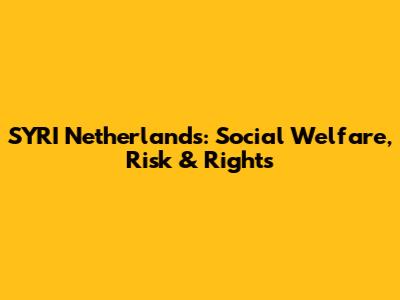 SYRI Netherlands: Social Welfare, Risk & Rights