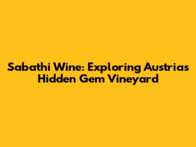 Sabathi Wine: Exploring Austria's Hidden Gem Vineyard