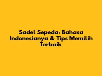 Sadel Sepeda: Bahasa Indonesianya & Tips Memilih Terbaik