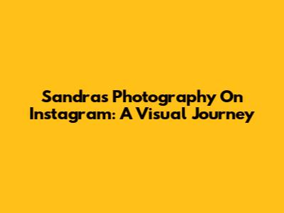 Sandra's Photography On Instagram: A Visual Journey