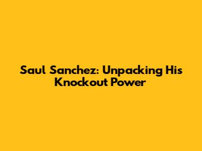 Saul Sanchez: Unpacking His Knockout Power